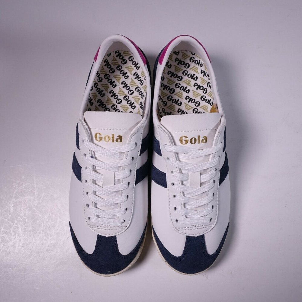 Gola Bullet Leather Sneakers CLA157 White/Navy - Picture 4 of 12